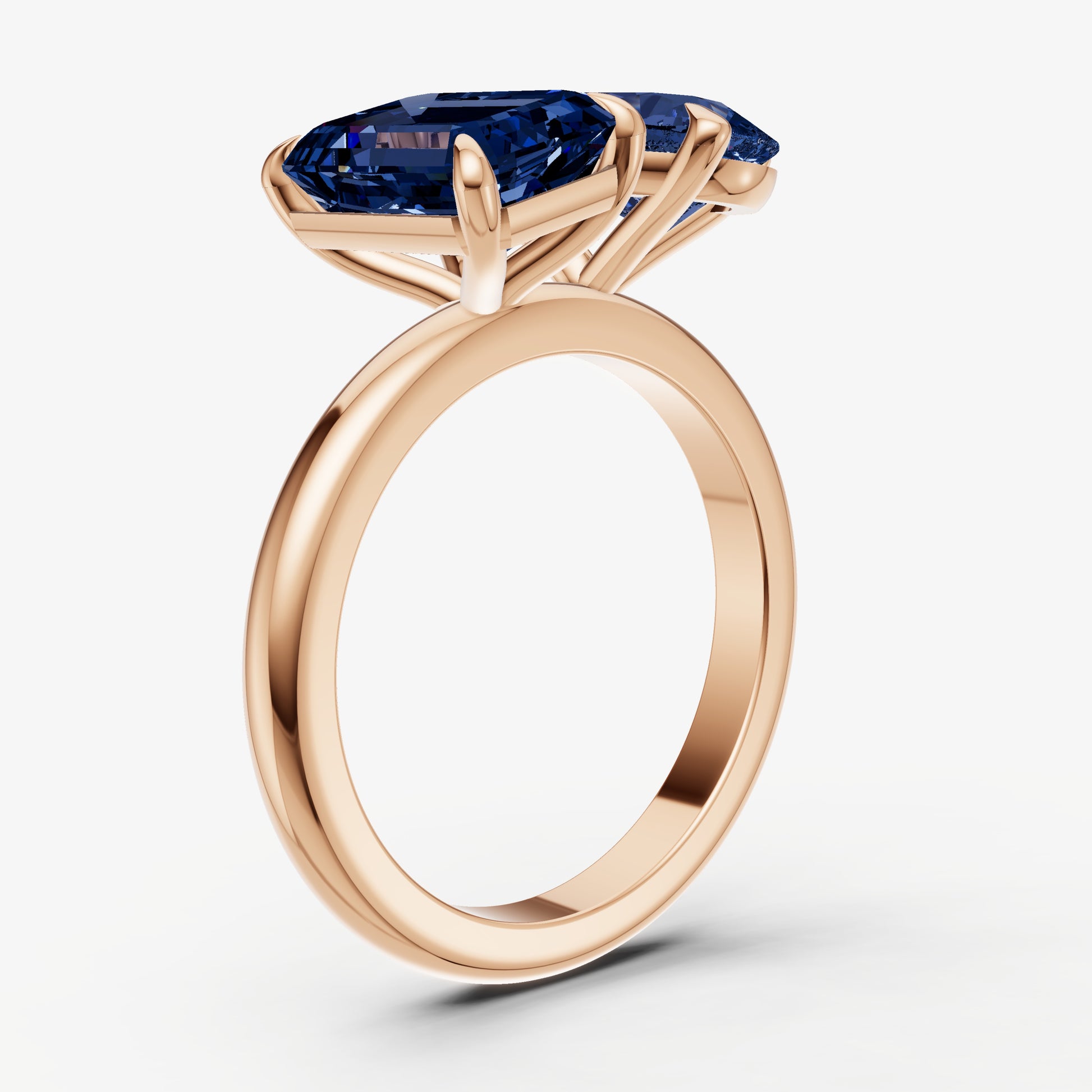 Blue Sapphire Toi et Moi Gemstone Engagement Ring