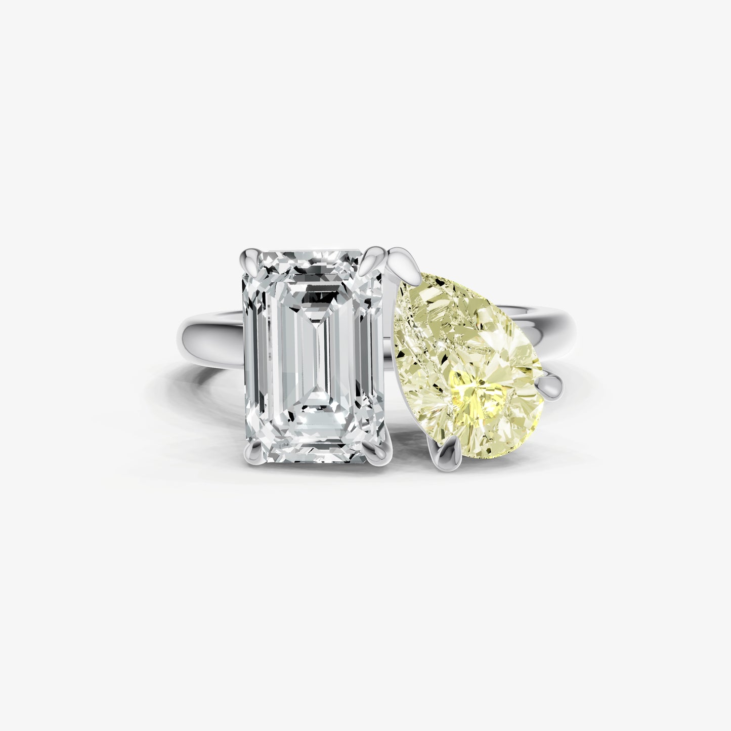 Yellow Diamond Toi et Moi Gemstone Engagement Ring