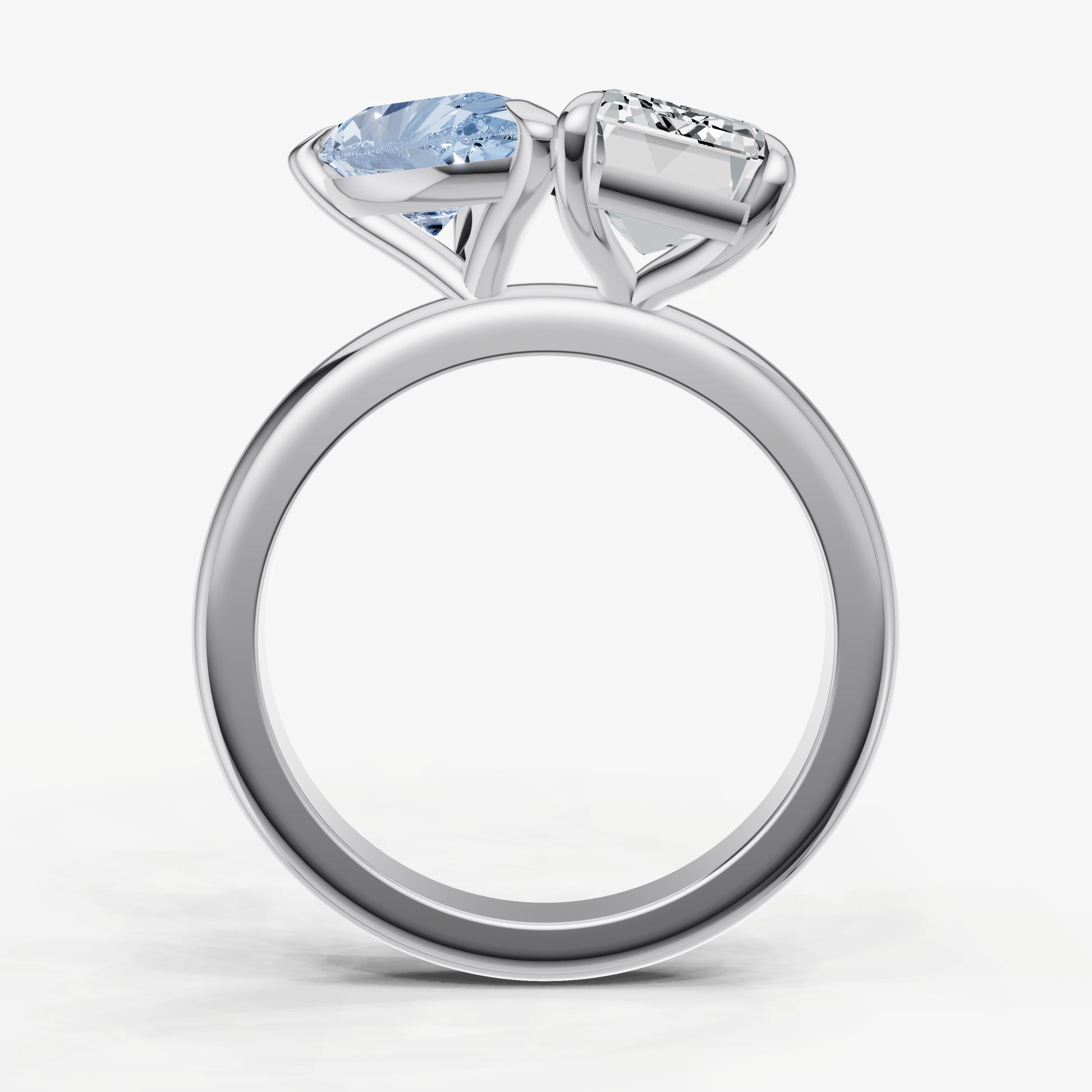 Aquamarine Toi et Moi Gemstone Engagement Ring