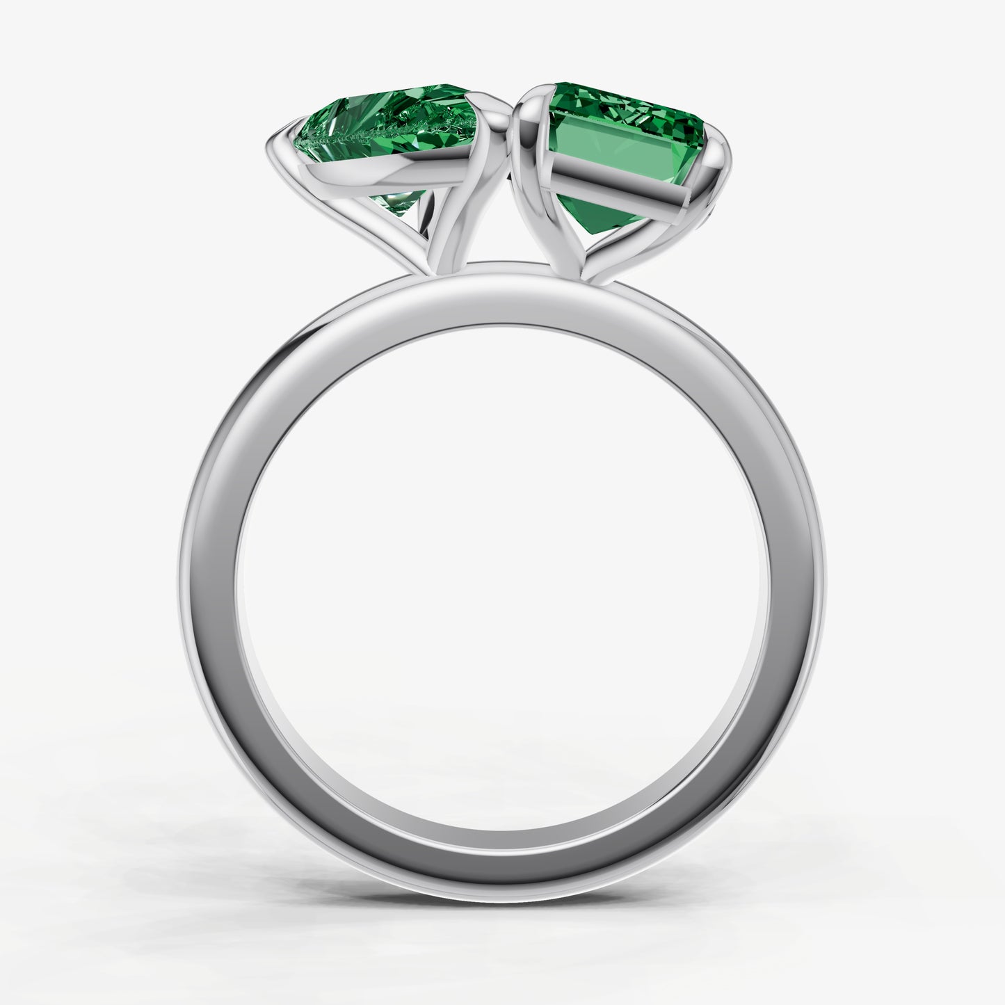 Emerald Toi et Moi Gemstone Engagement Ring