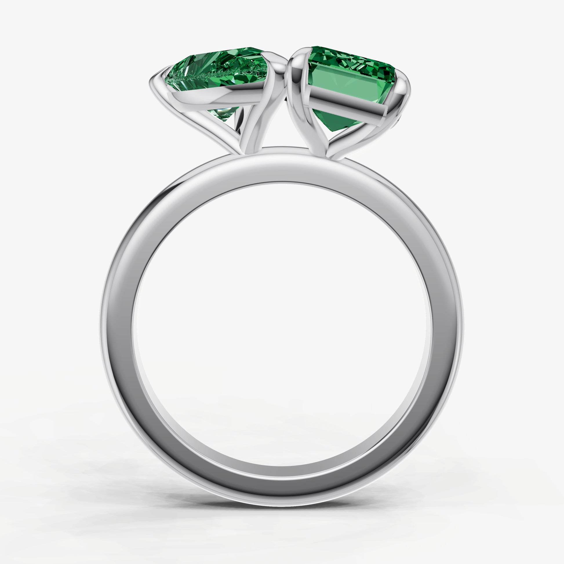 Emerald Toi et Moi Gemstone Engagement Ring