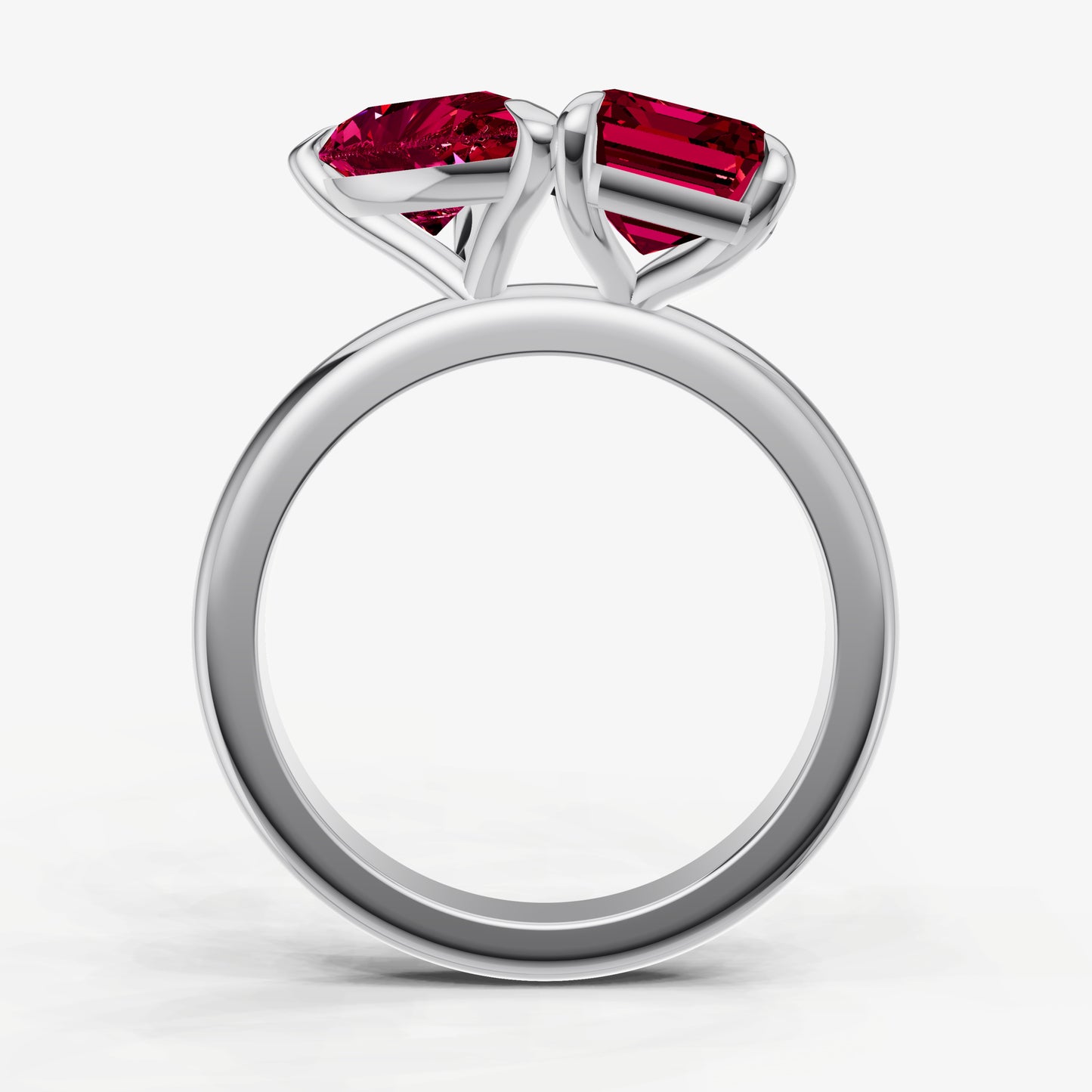 Ruby Toi et Moi Gemstone Engagement Ring