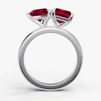 Ruby Toi et Moi Gemstone Engagement Ring