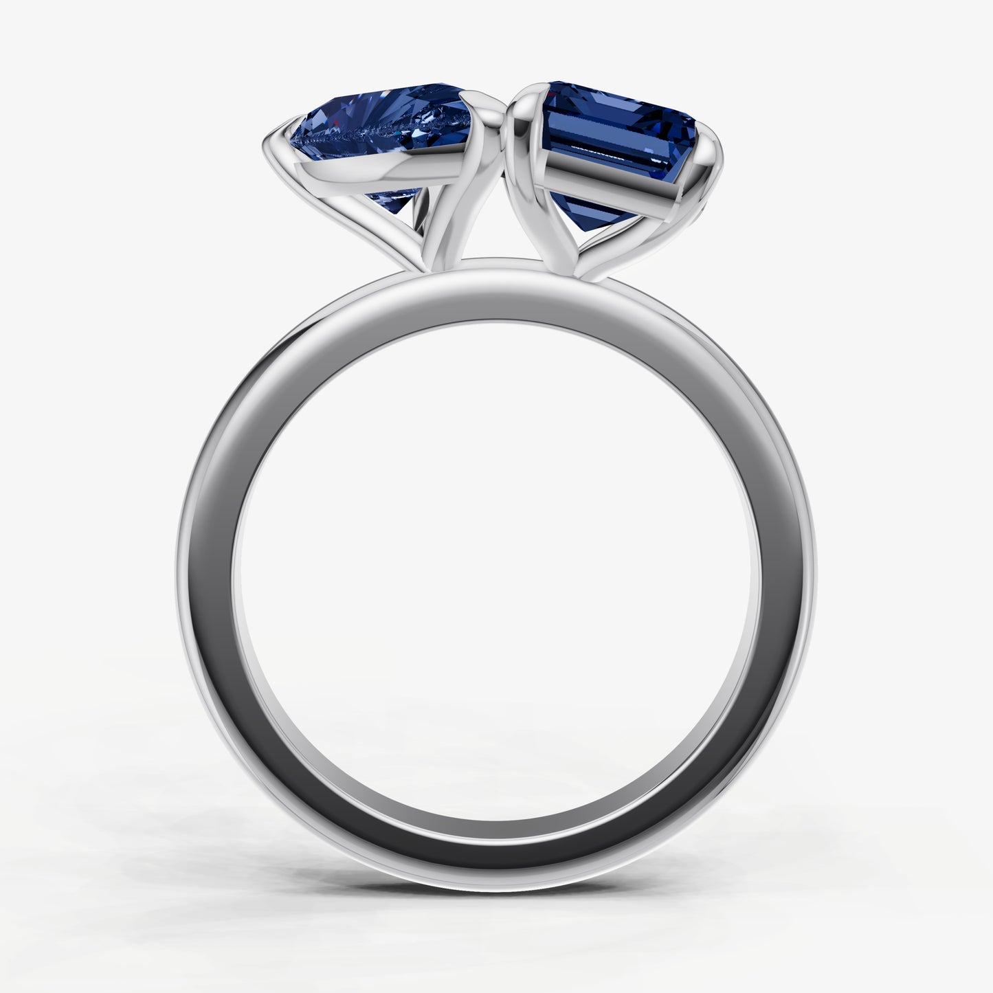 Blue Sapphire Toi et Moi Gemstone Engagement Ring
