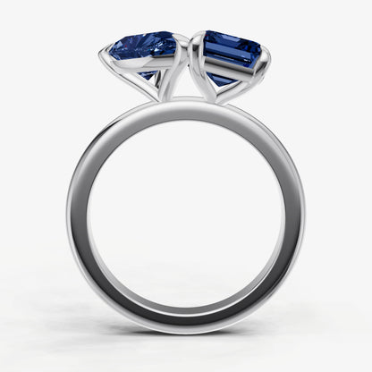 Blue Sapphire Toi et Moi Gemstone Engagement Ring
