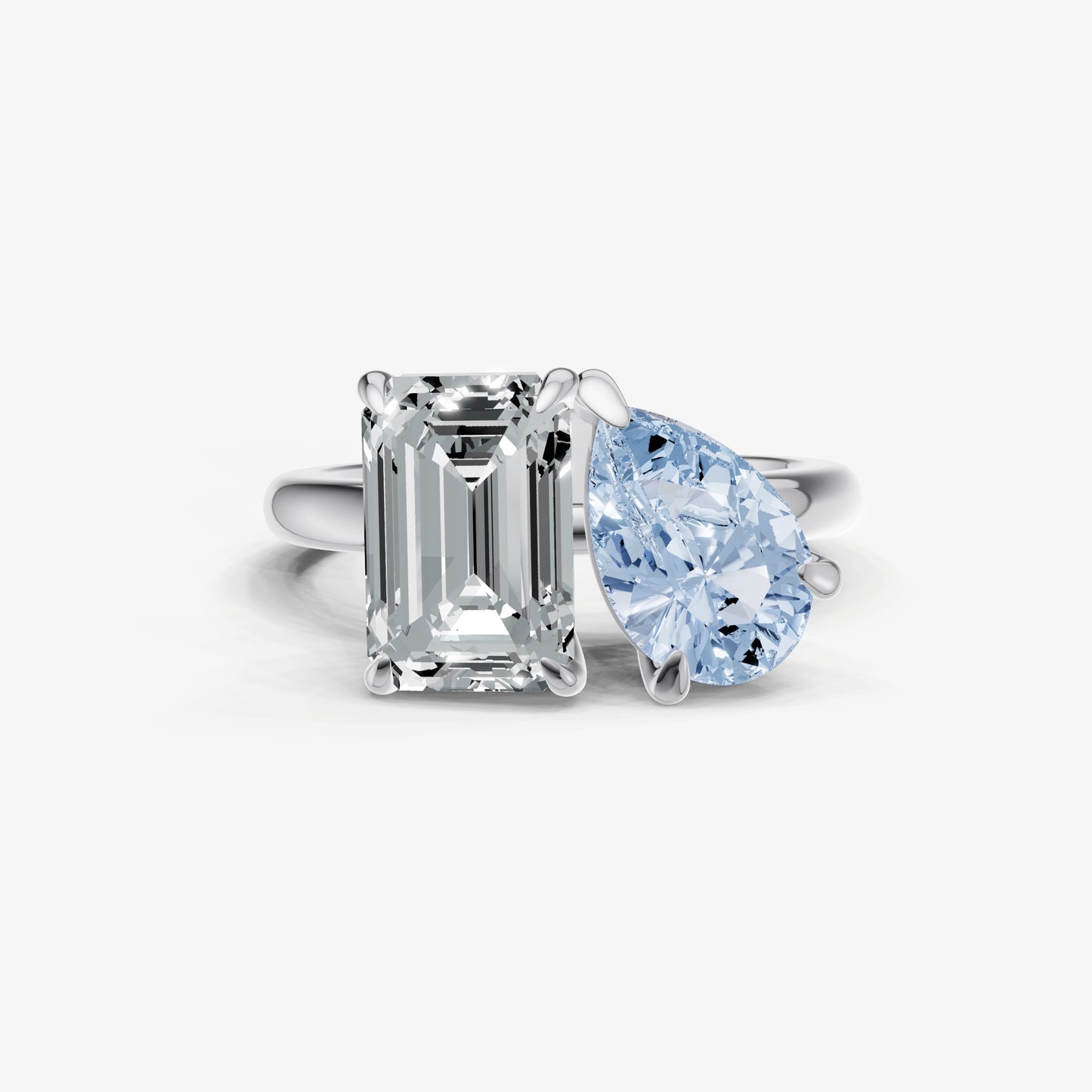 Aquamarine Toi et Moi Gemstone Engagement Ring