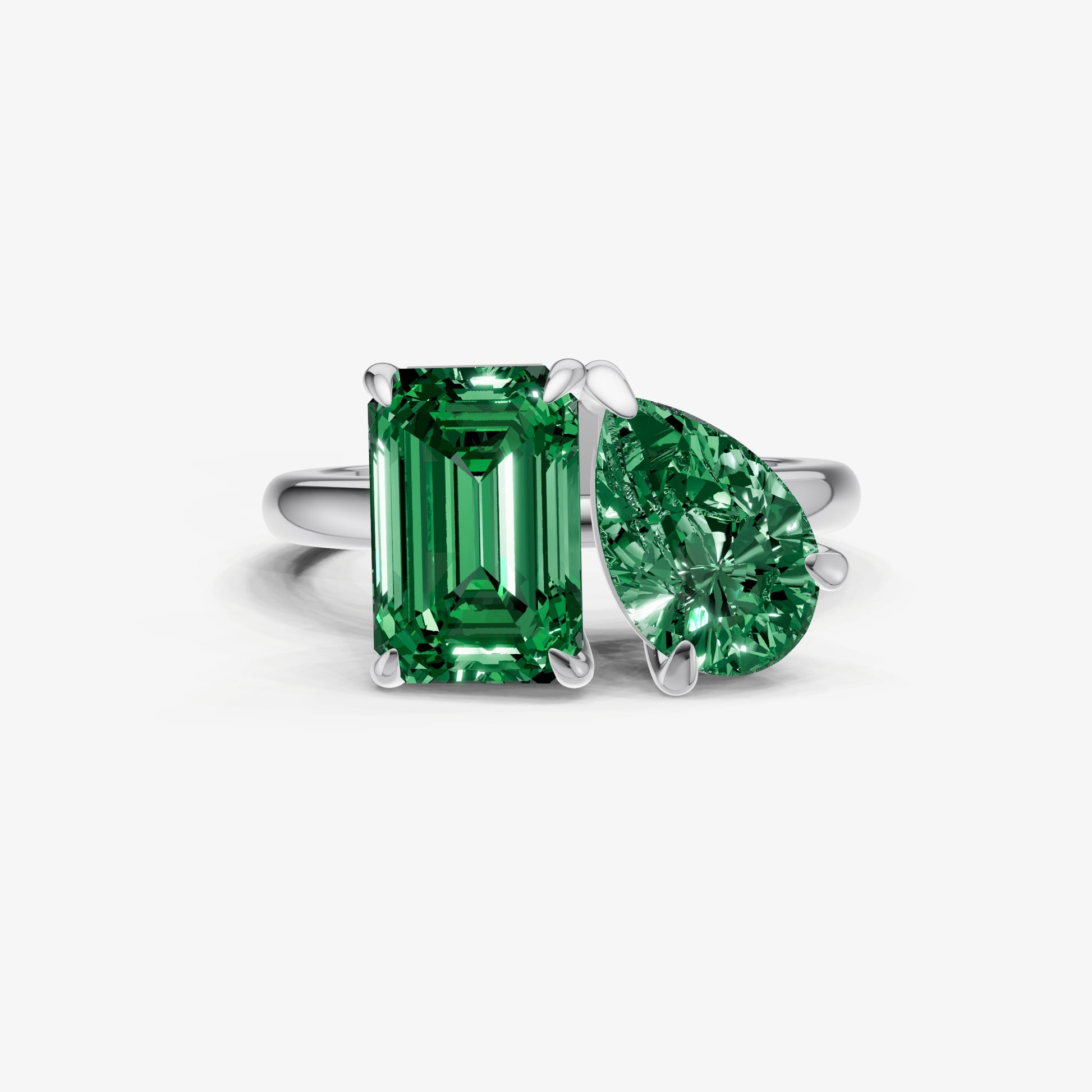 Emerald Toi et Moi Gemstone Engagement Ring