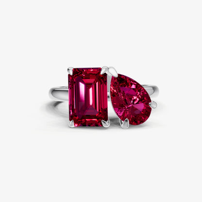 Ruby Toi et Moi Gemstone Engagement Ring