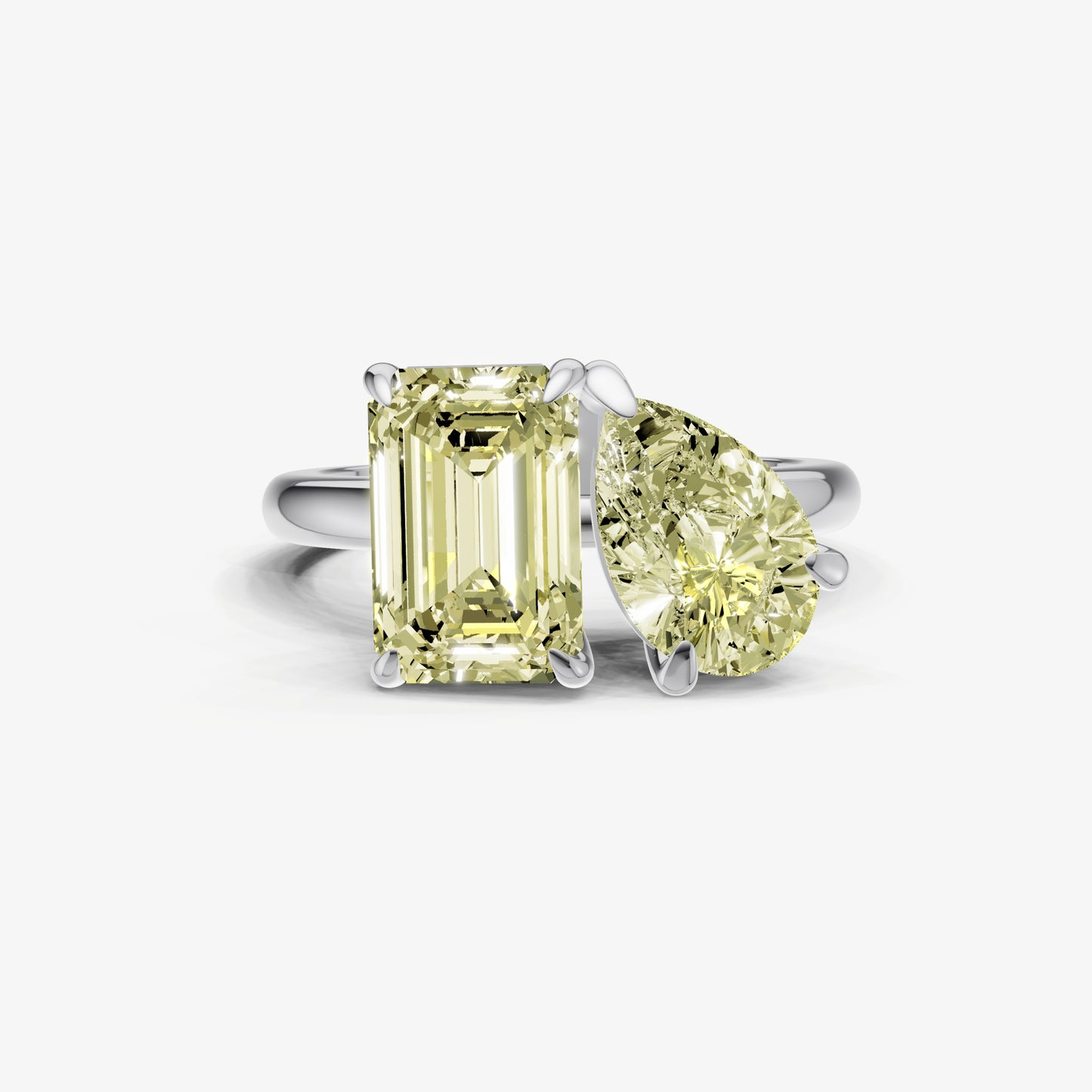 Yellow Diamond Toi et Moi Gemstone Engagement Ring