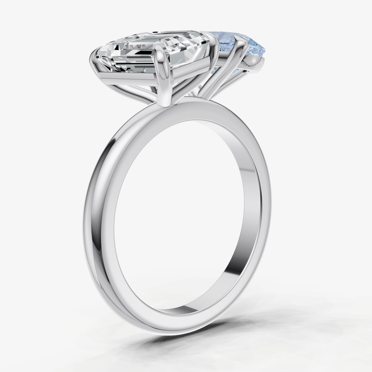 Aquamarine Toi et Moi Gemstone Engagement Ring