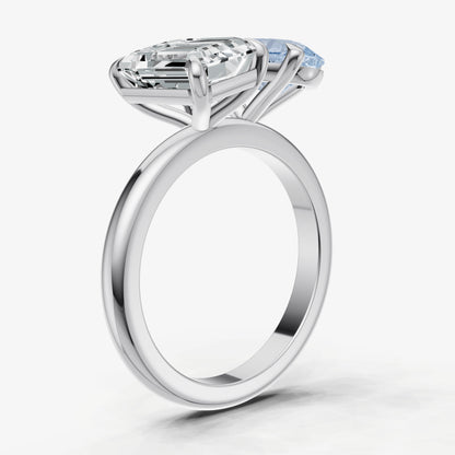 Aquamarine Toi et Moi Gemstone Engagement Ring