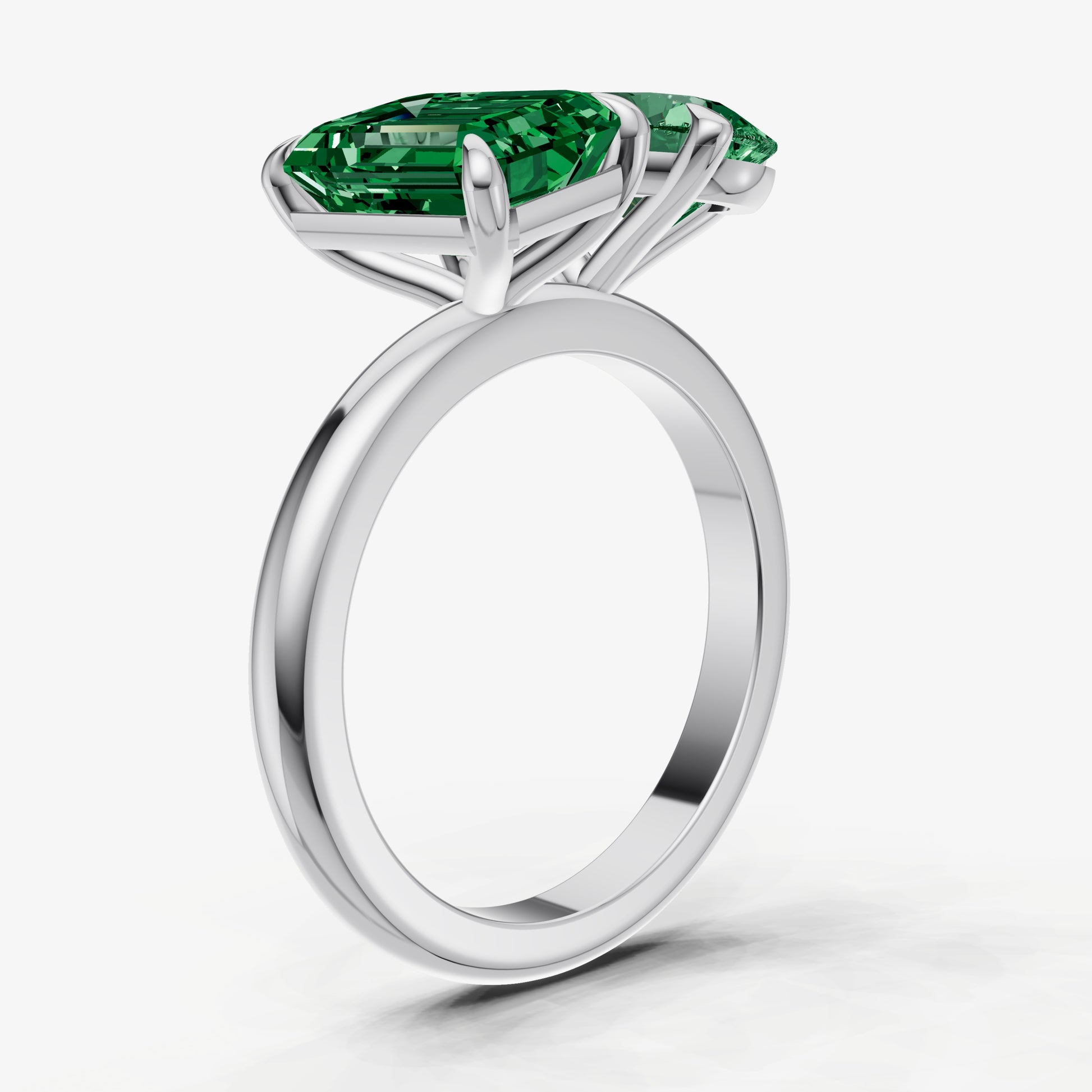 Emerald Toi et Moi Gemstone Engagement Ring