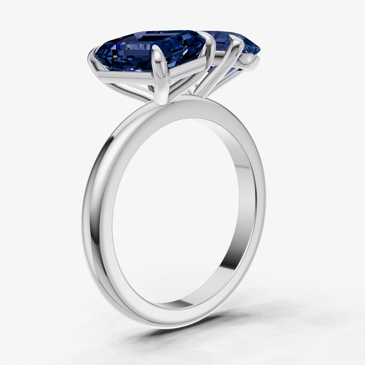 Blue Sapphire Toi et Moi Gemstone Engagement Ring