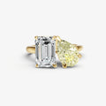 Yellow Diamond Toi et Moi Gemstone Engagement Ring
