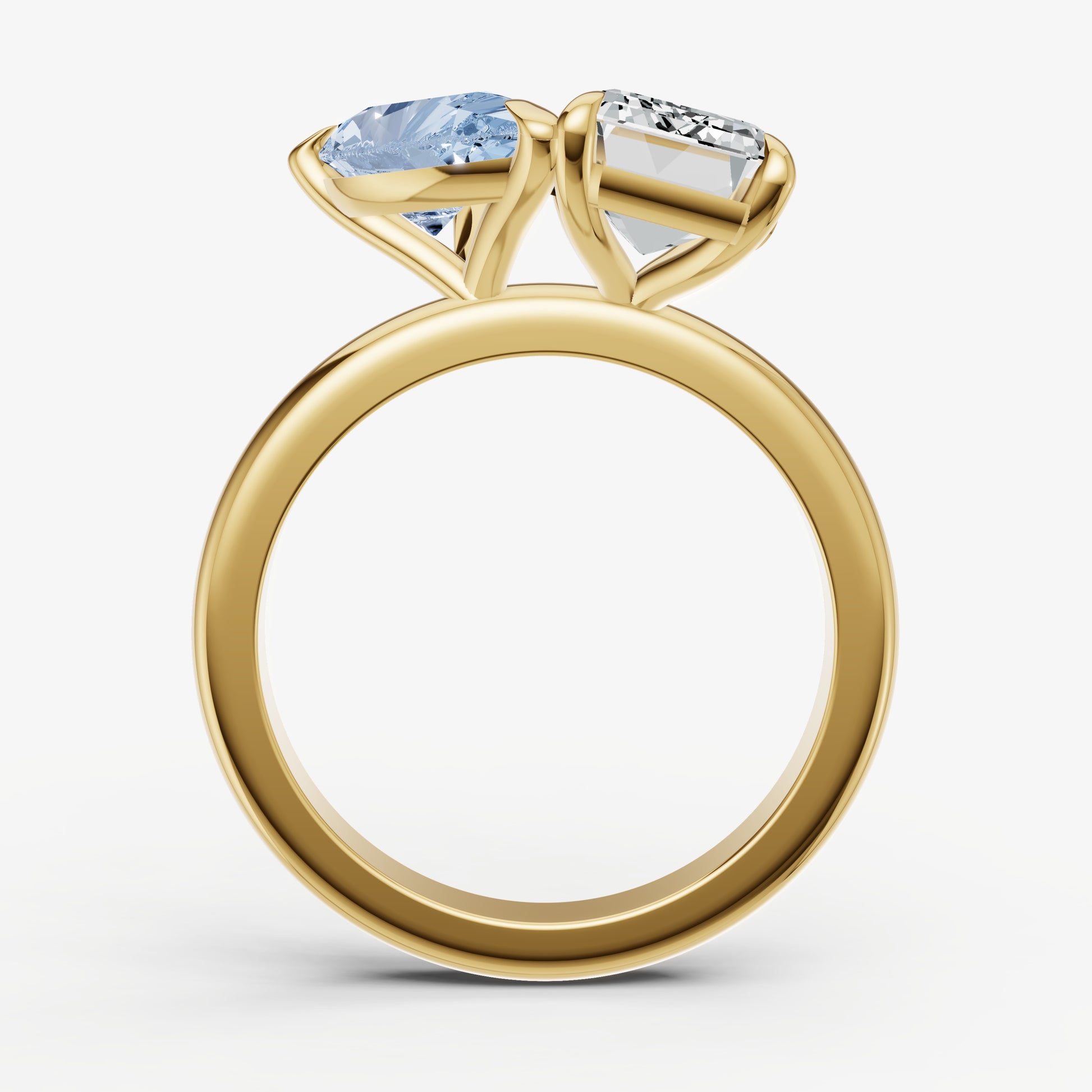 Aquamarine Toi et Moi Gemstone Engagement Ring