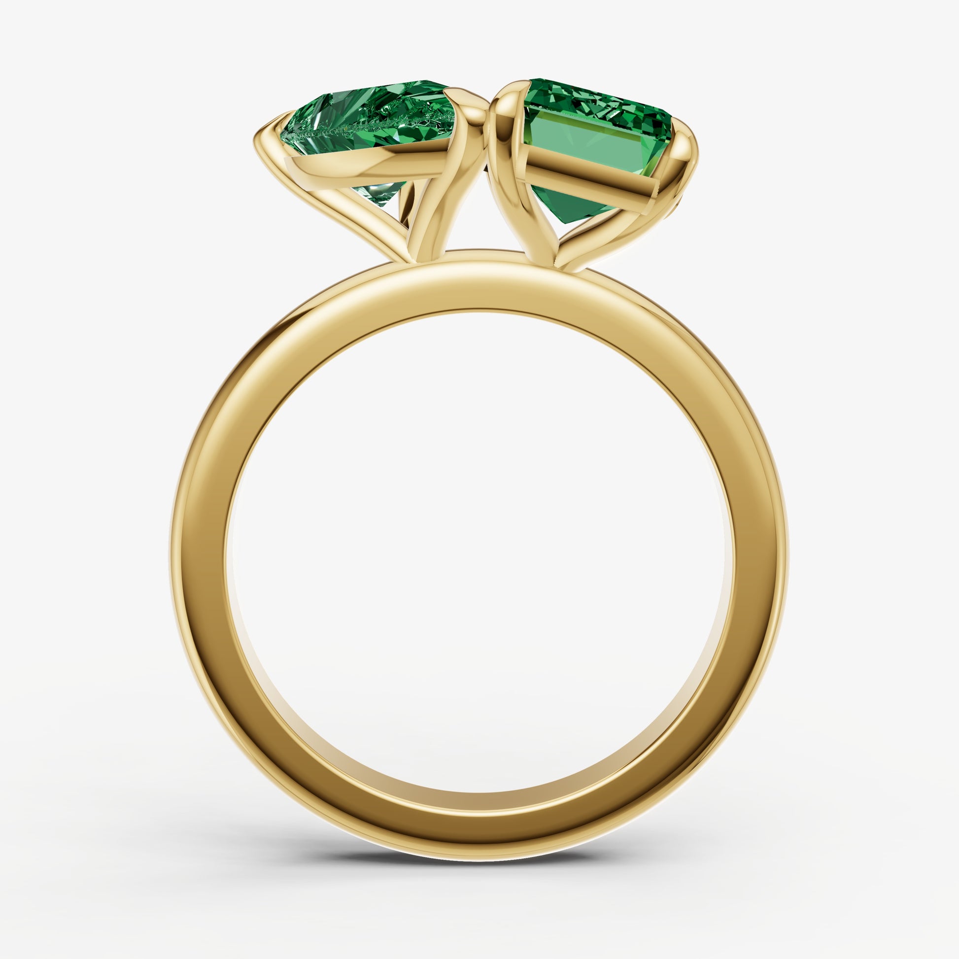 Emerald Toi et Moi Gemstone Engagement Ring