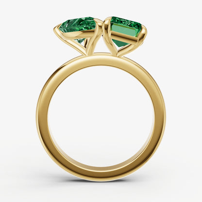 Emerald Toi et Moi Gemstone Engagement Ring