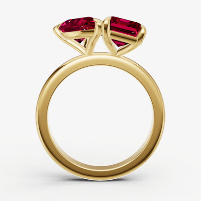 Ruby Toi et Moi Gemstone Engagement Ring