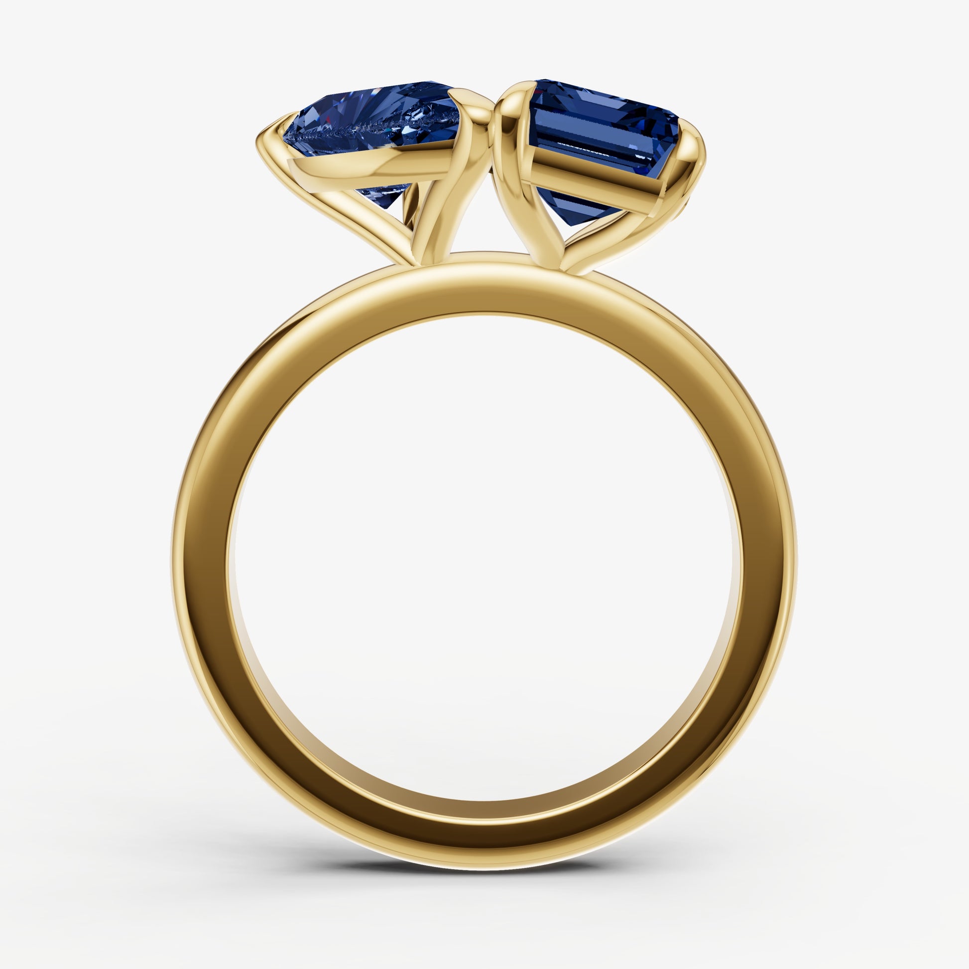 Blue Sapphire Toi et Moi Gemstone Engagement Ring