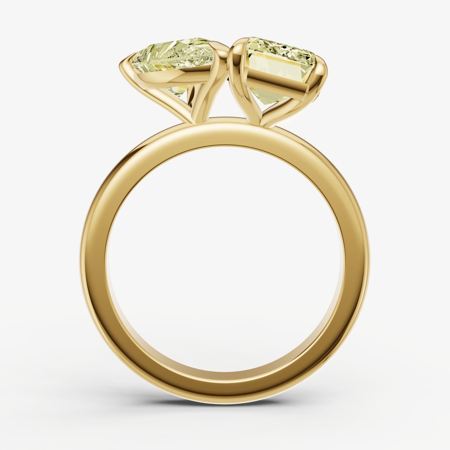 Yellow Diamond Toi et Moi Gemstone Engagement Ring