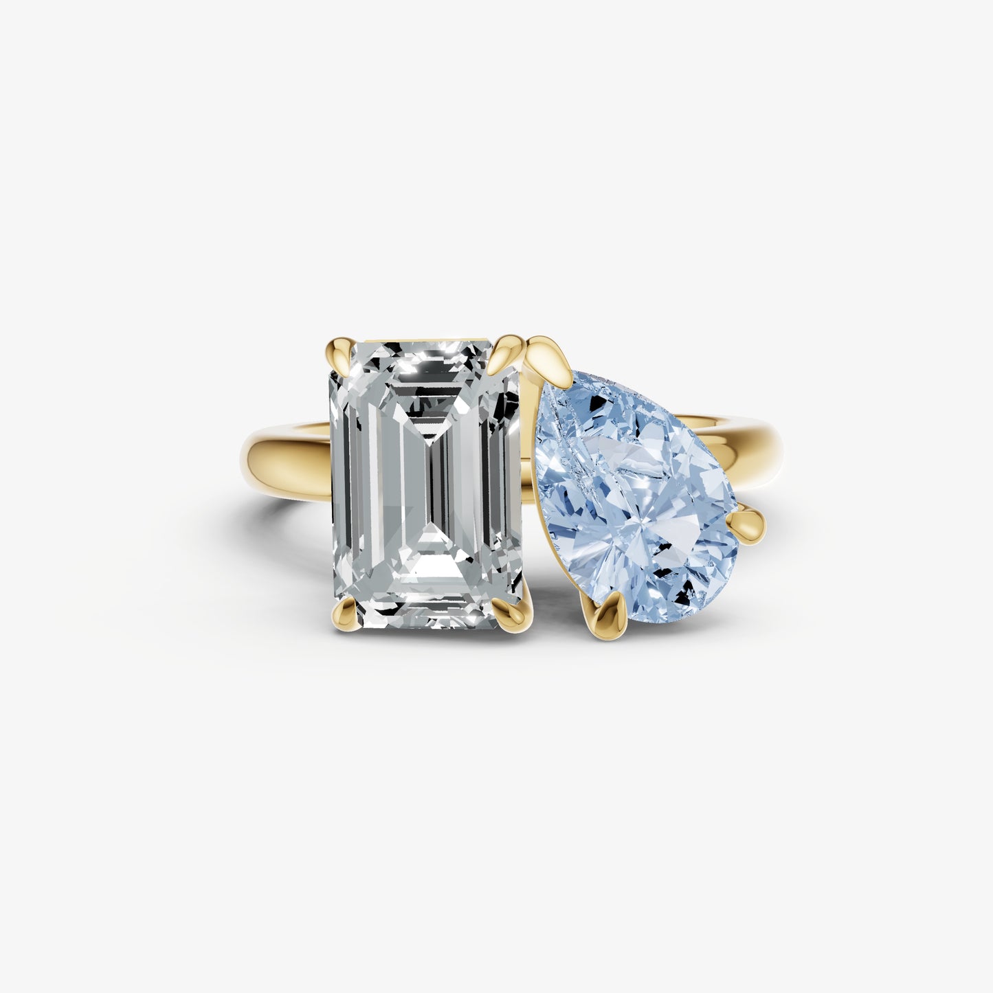 Aquamarine Toi et Moi Gemstone Engagement Ring