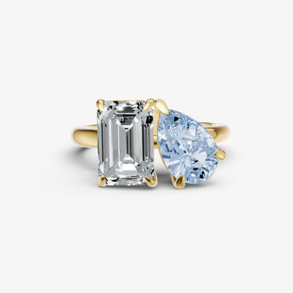 Aquamarine Toi et Moi Gemstone Engagement Ring