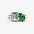 Emerald Toi et Moi Gemstone Engagement Ring