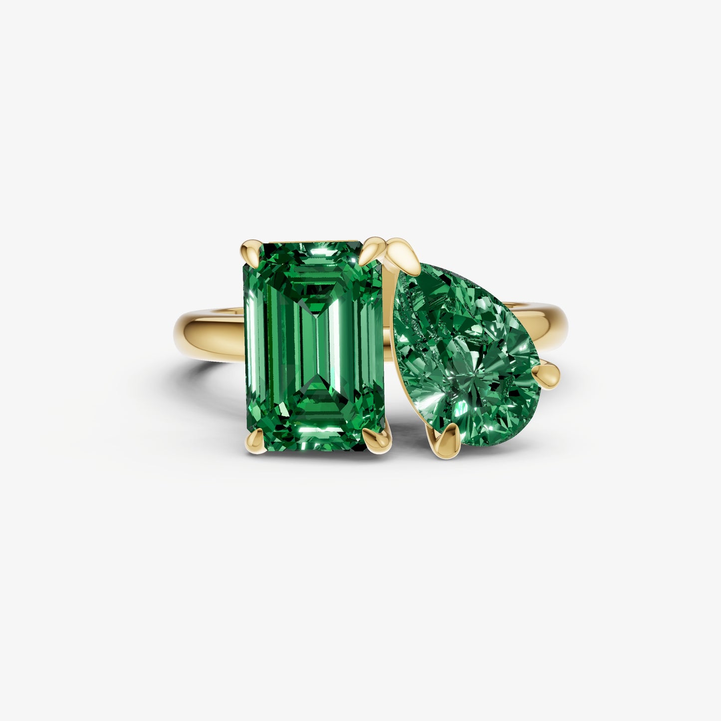 Emerald Toi et Moi Gemstone Engagement Ring
