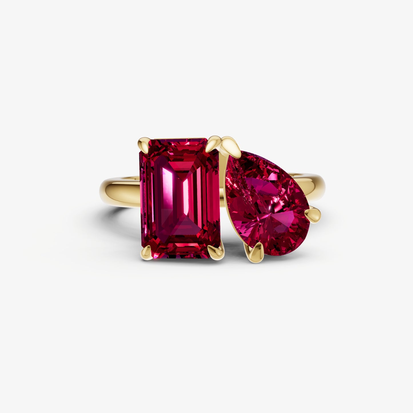 Ruby Toi et Moi Gemstone Engagement Ring