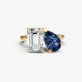 Blue Sapphire Toi et Moi Gemstone Engagement Ring