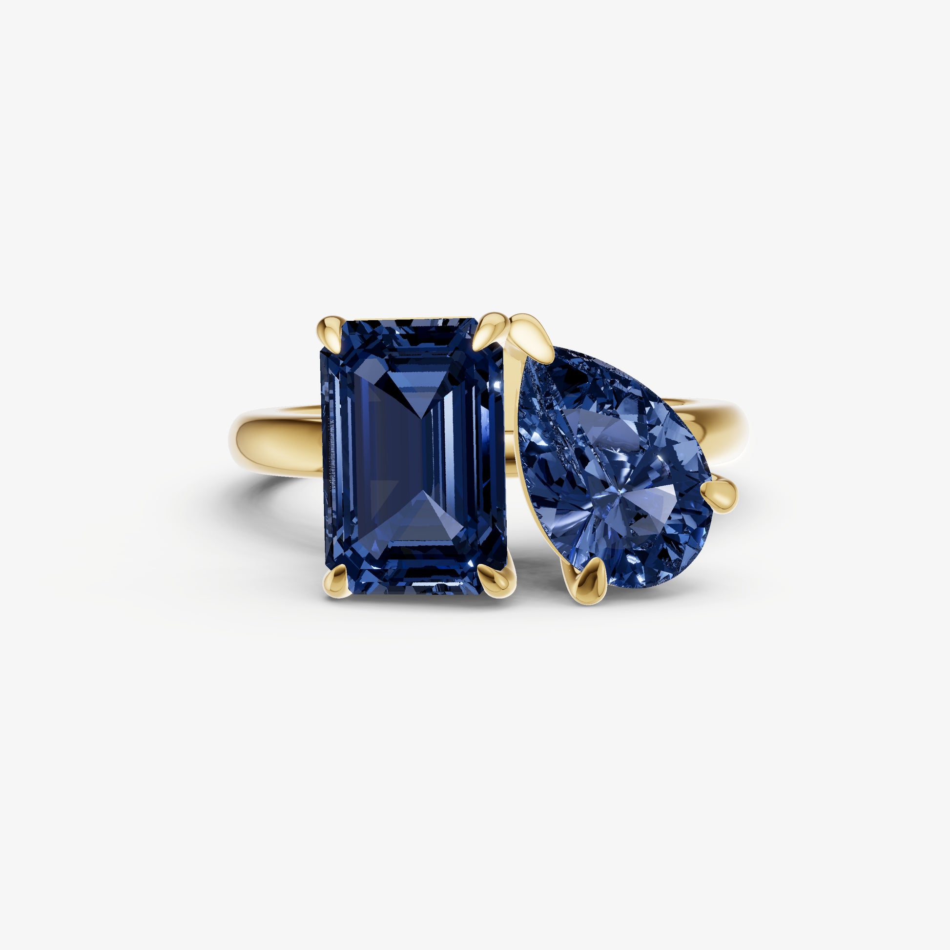 Blue Sapphire Toi et Moi Gemstone Engagement Ring