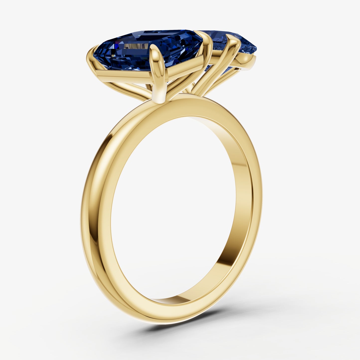 Blue Sapphire Toi et Moi Gemstone Engagement Ring