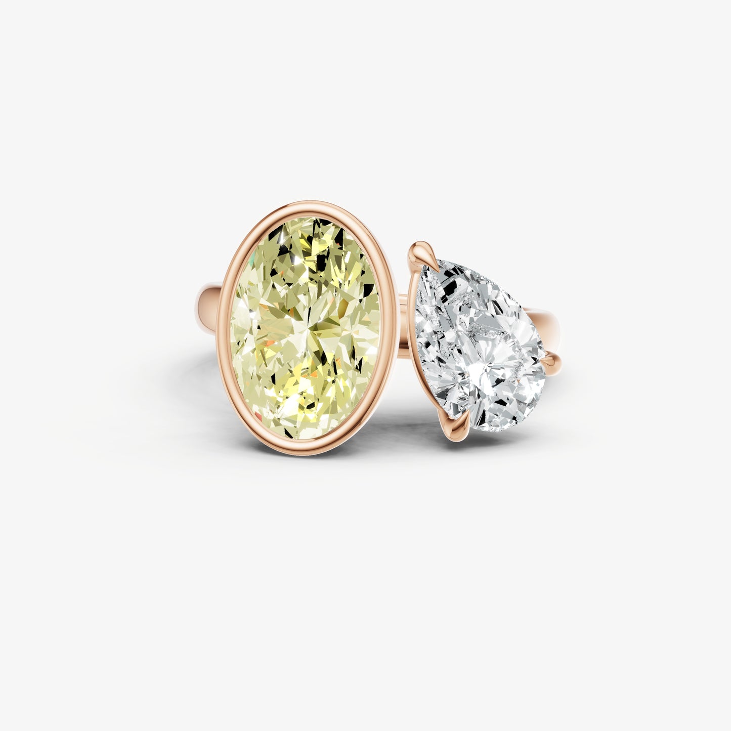 Yellow Diamond Toi et Moi Bezel Gemstone Engagement Ring