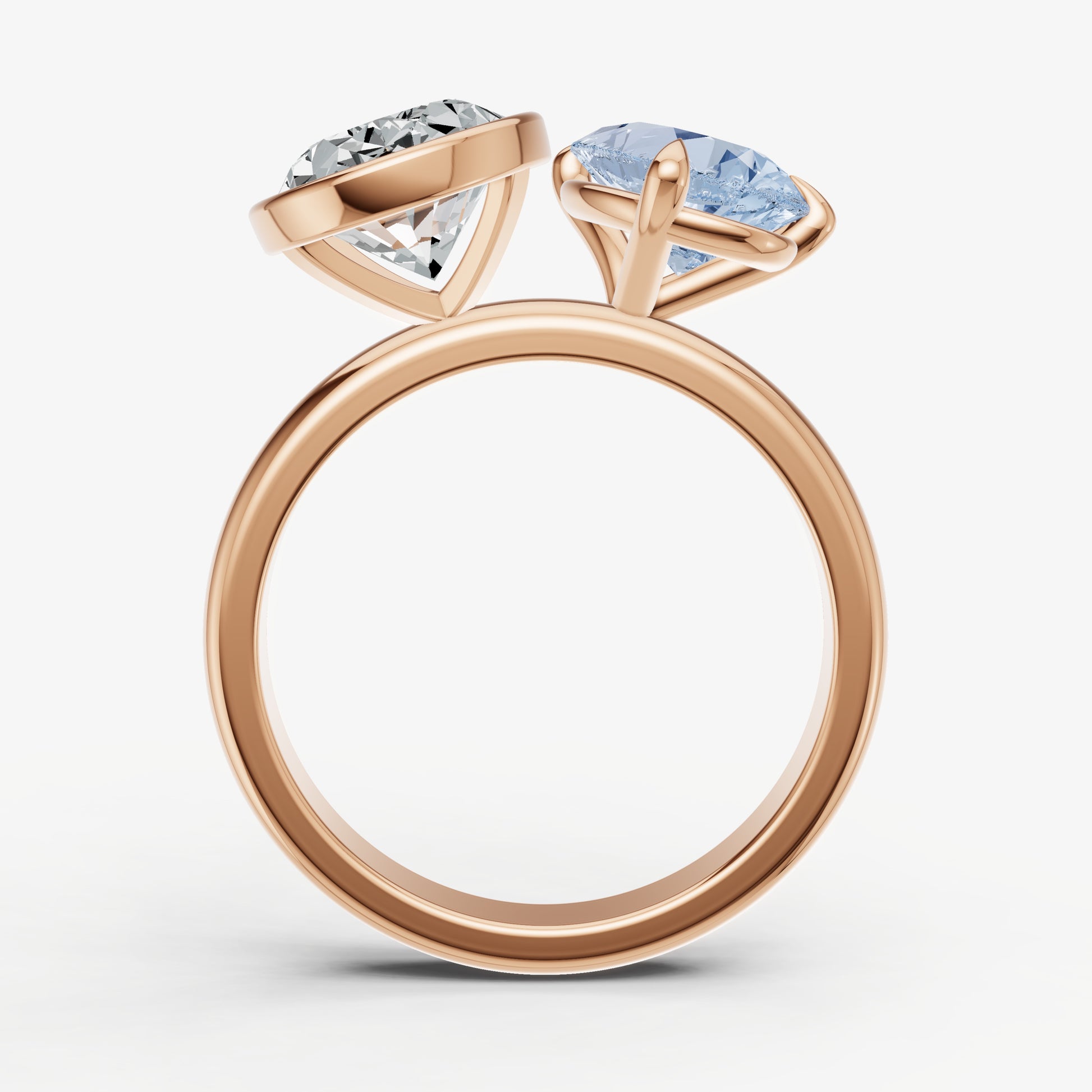 Aquamarine Toi et Moi Bezel Gemstone Engagement Ring