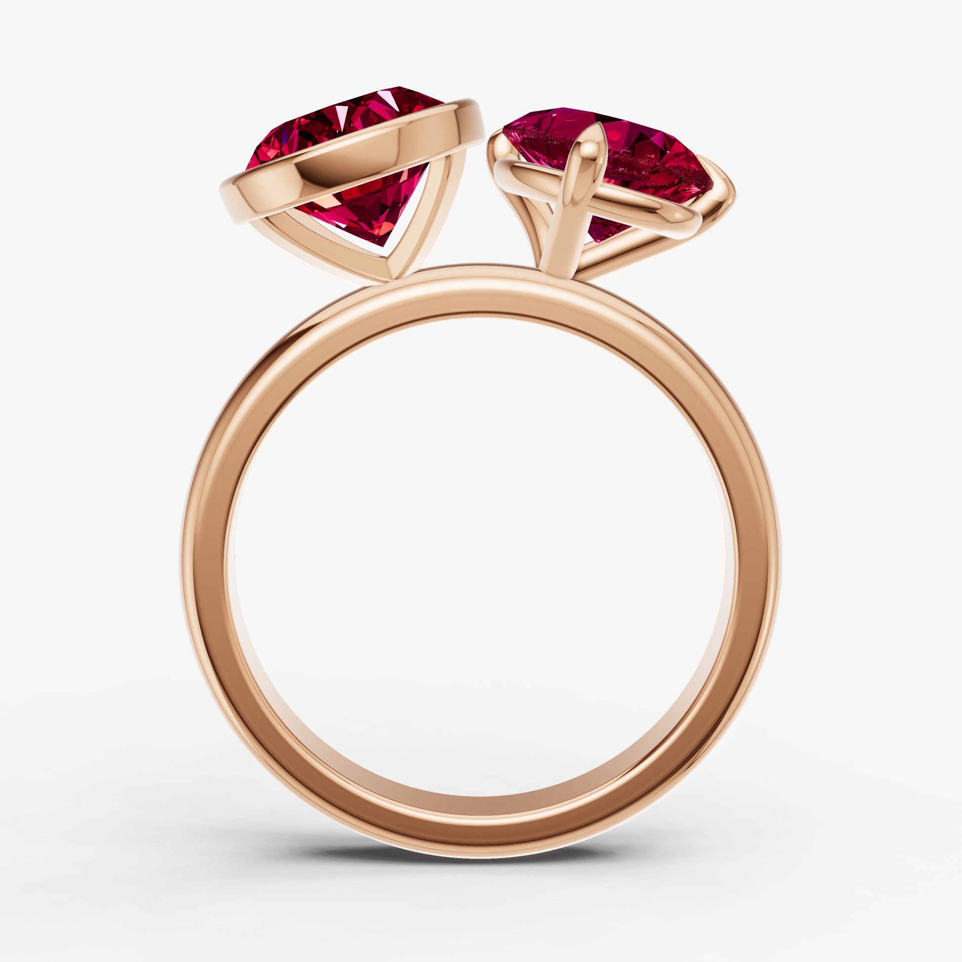 Ruby Toi et Moi Bezel Gemstone Engagement Ring