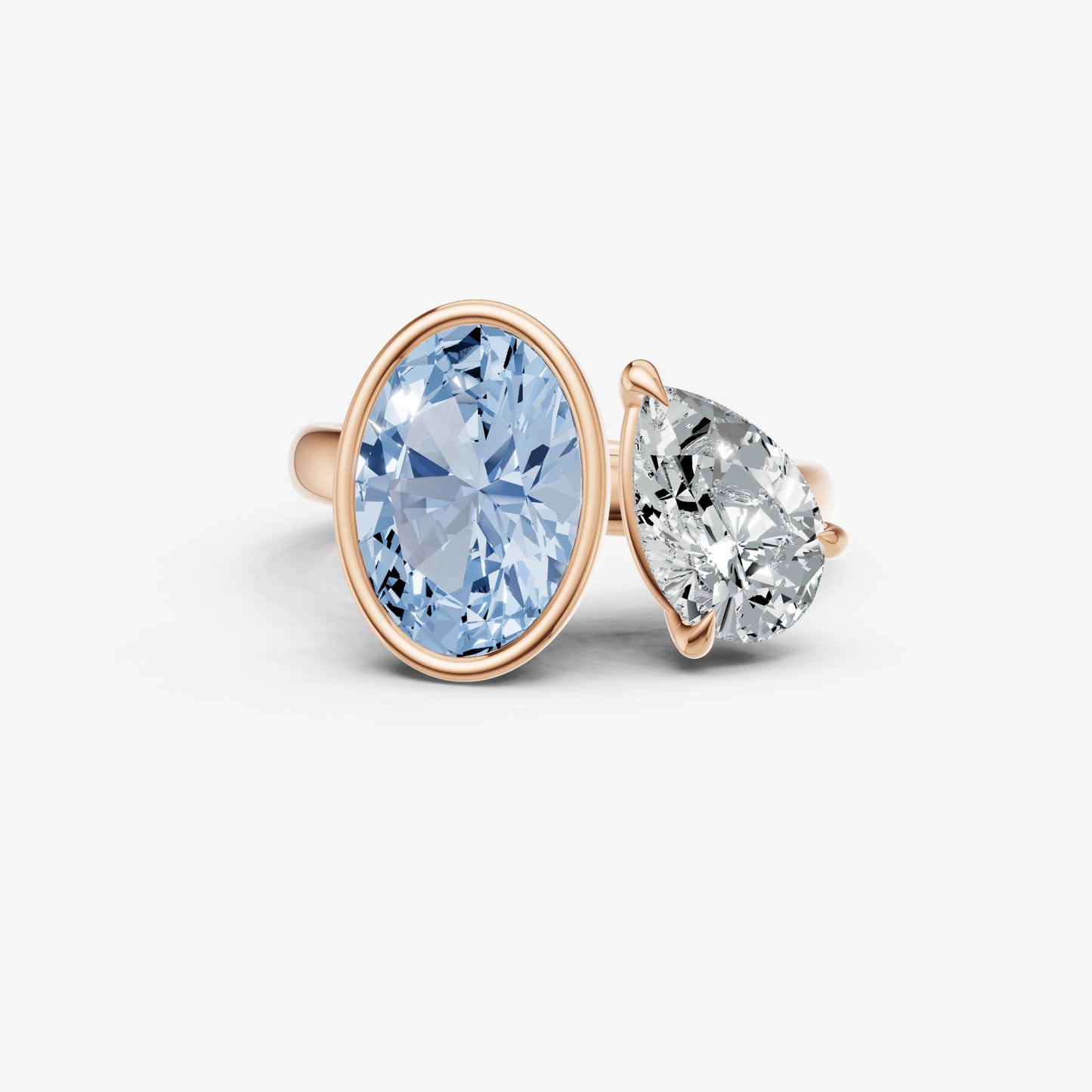 Aquamarine Toi et Moi Bezel Gemstone Engagement Ring
