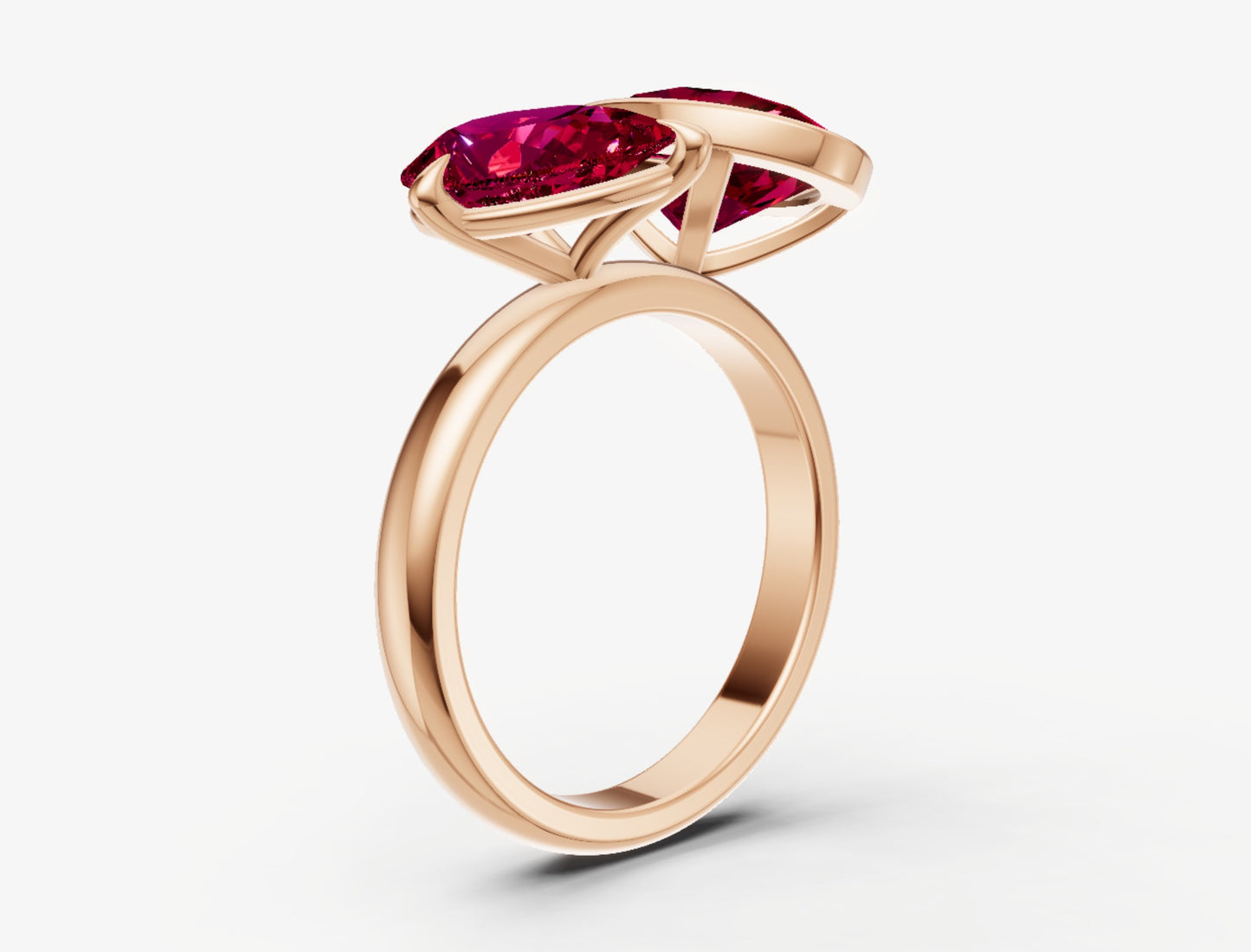 Ruby Toi et Moi Bezel Gemstone Engagement Ring
