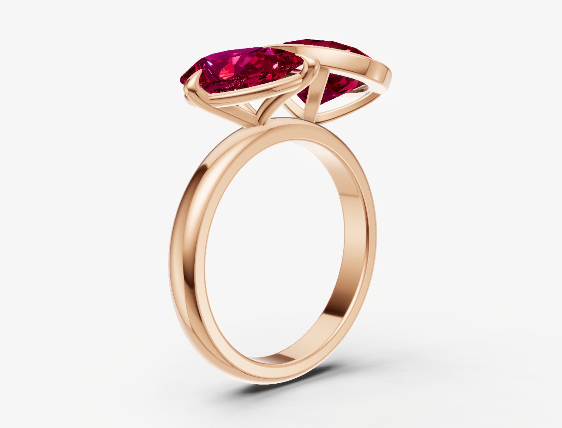 Ruby Toi et Moi Bezel Gemstone Engagement Ring