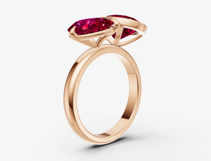 Ruby Toi et Moi Bezel Gemstone Engagement Ring