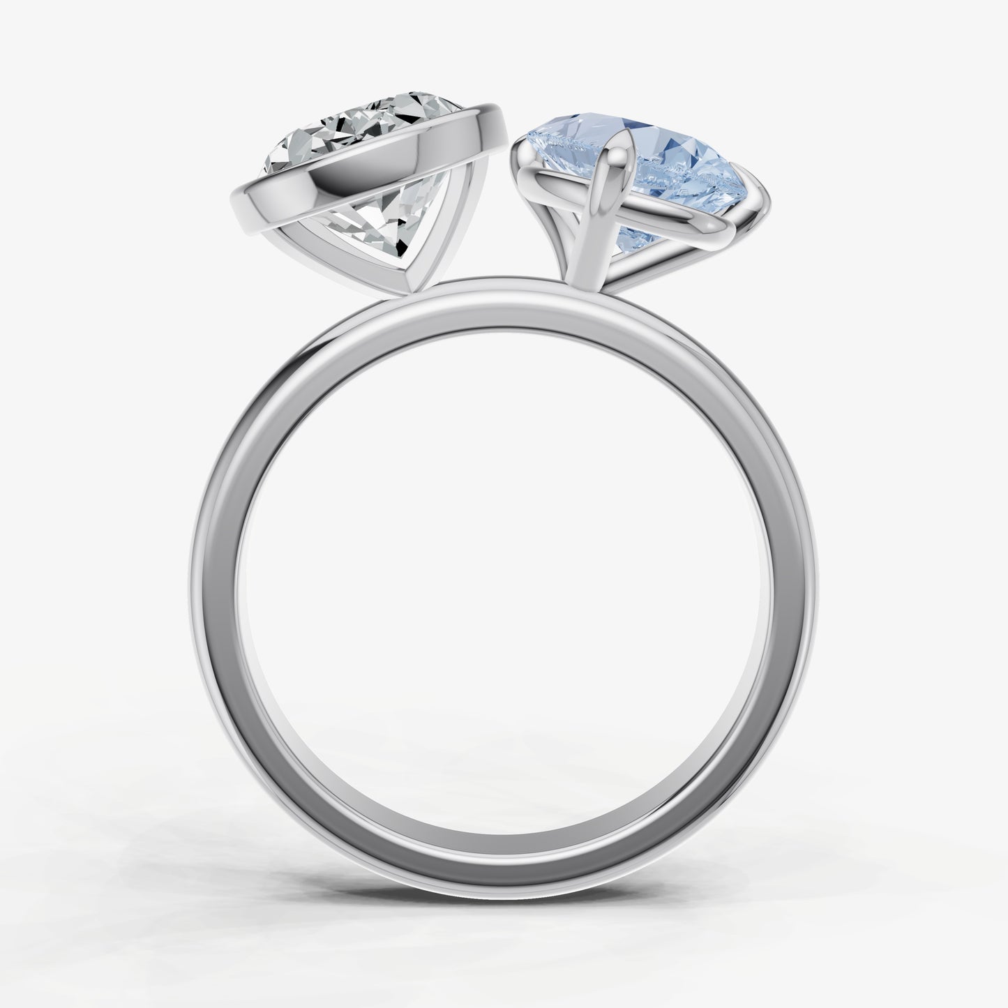 Aquamarine Toi et Moi Bezel Gemstone Engagement Ring