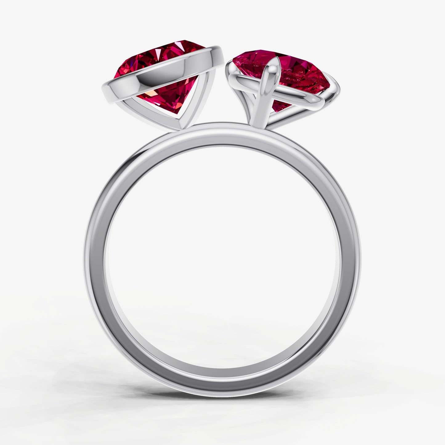 Ruby Toi et Moi Bezel Gemstone Engagement Ring