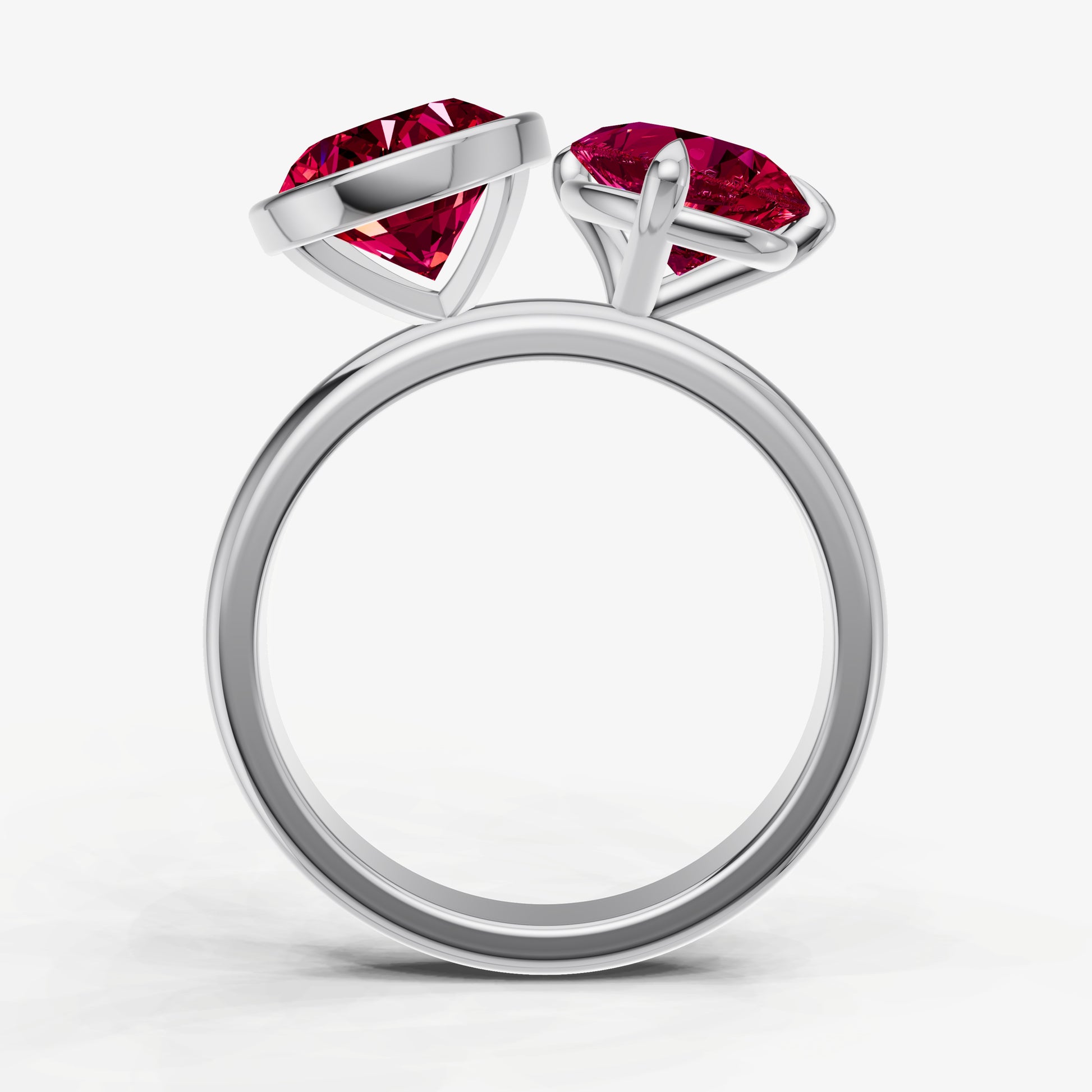 Ruby Toi et Moi Bezel Gemstone Engagement Ring