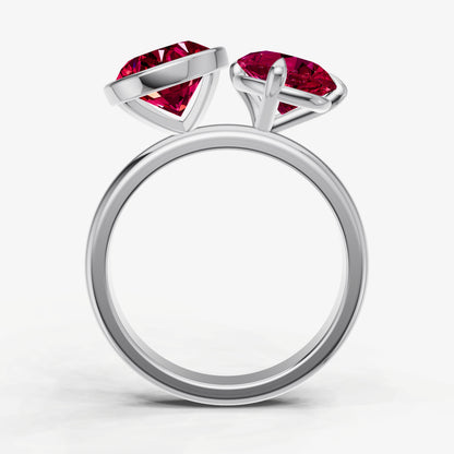 Ruby Toi et Moi Bezel Gemstone Engagement Ring