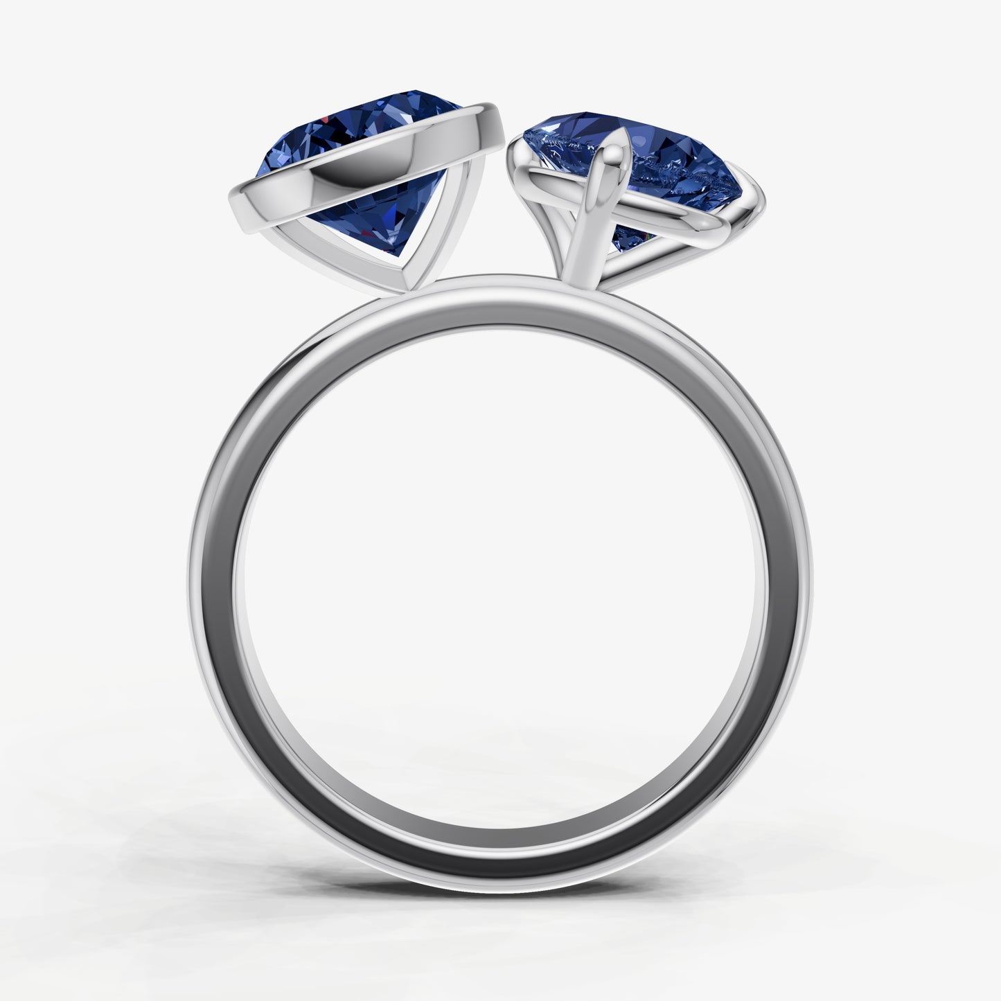 Blue sapphire Toi et Moi Bezel Gemstone Engagement Ring