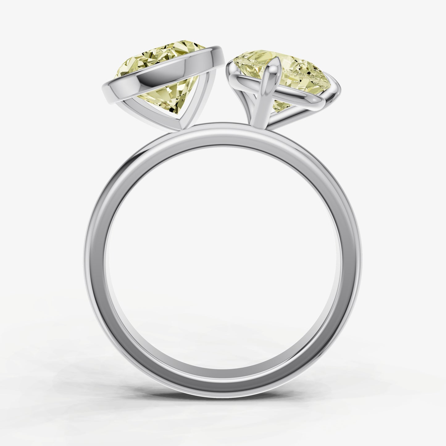 Yellow Diamond Toi et Moi Bezel Gemstone Engagement Ring
