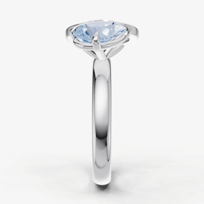 Aquamarine Toi et Moi Bezel Gemstone Engagement Ring