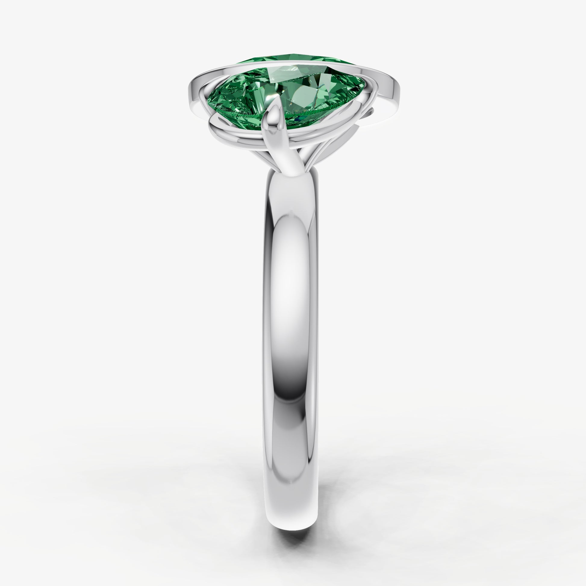 Emerald Toi et Moi Bezel Gemstone Engagement Ring