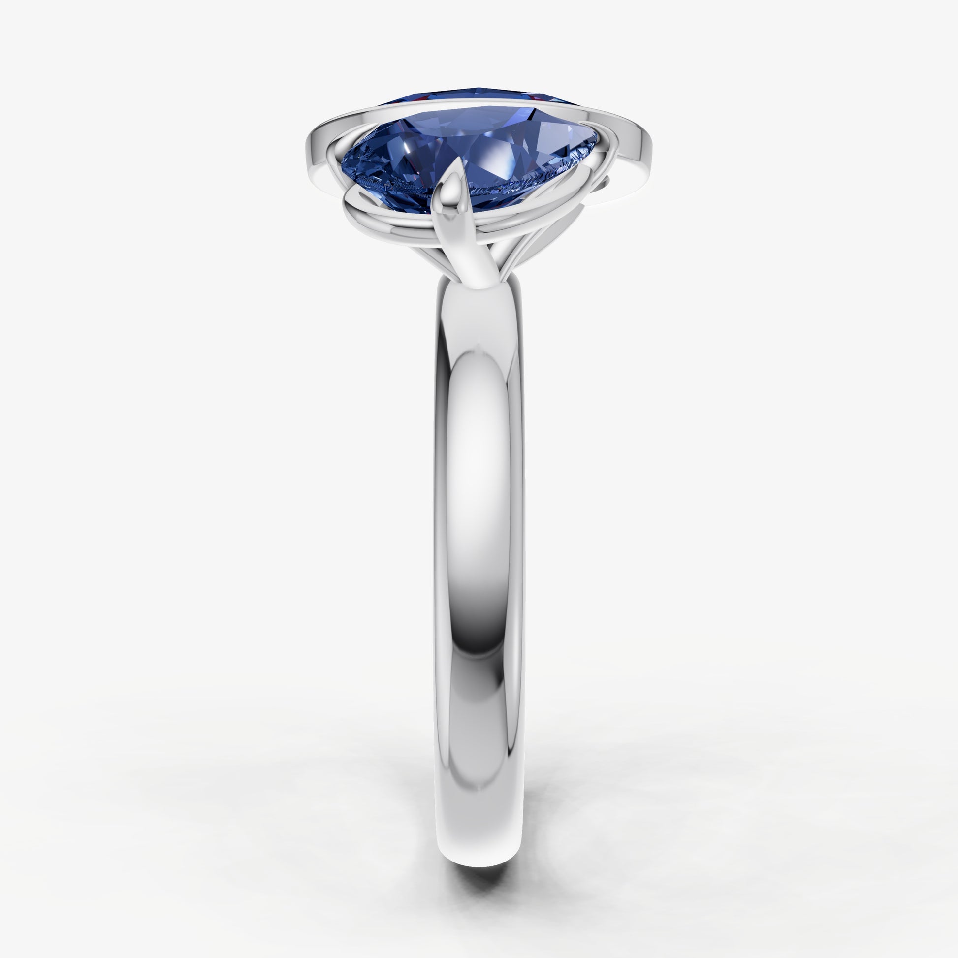 Blue sapphire Toi et Moi Bezel Gemstone Engagement Ring