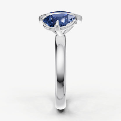Blue sapphire Toi et Moi Bezel Gemstone Engagement Ring