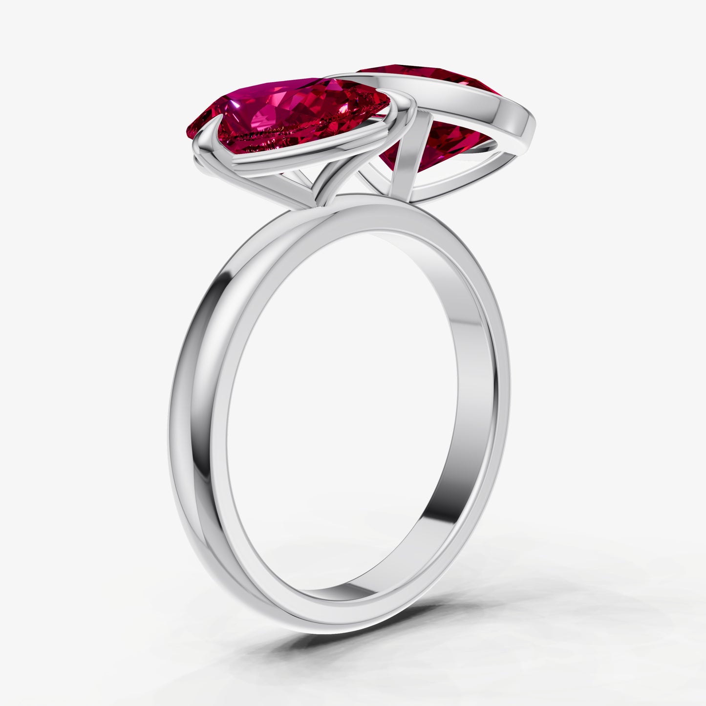 Ruby Toi et Moi Bezel Gemstone Engagement Ring